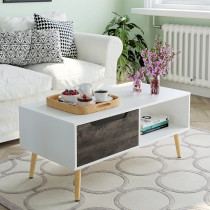 Home Centre White Engineered Wood Coffee Table with Storage