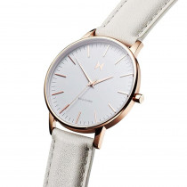 Analog White Dial Women's Watch with Leather Strap